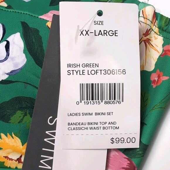 LOFT Swim Bikini Size XXL Green Floral Bandeau Top High-Waisted Bottom NEW NWT - Picture 9 of 16